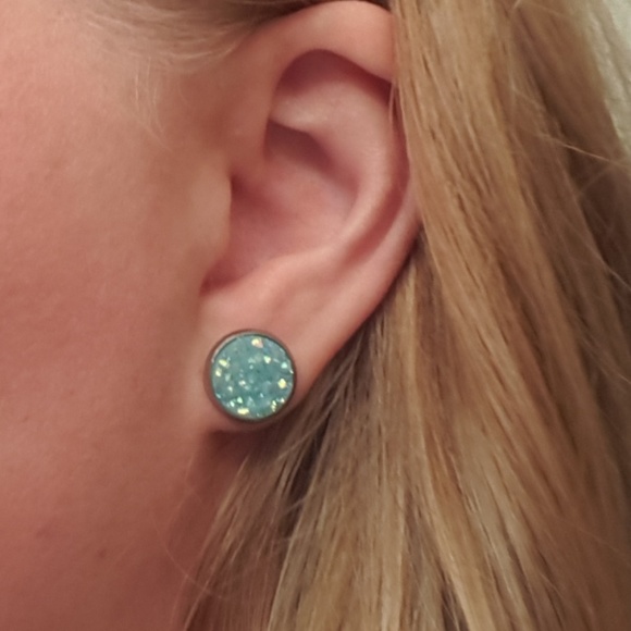 Jewelry - Glittery Blue/Turquoise Druzy Earrings